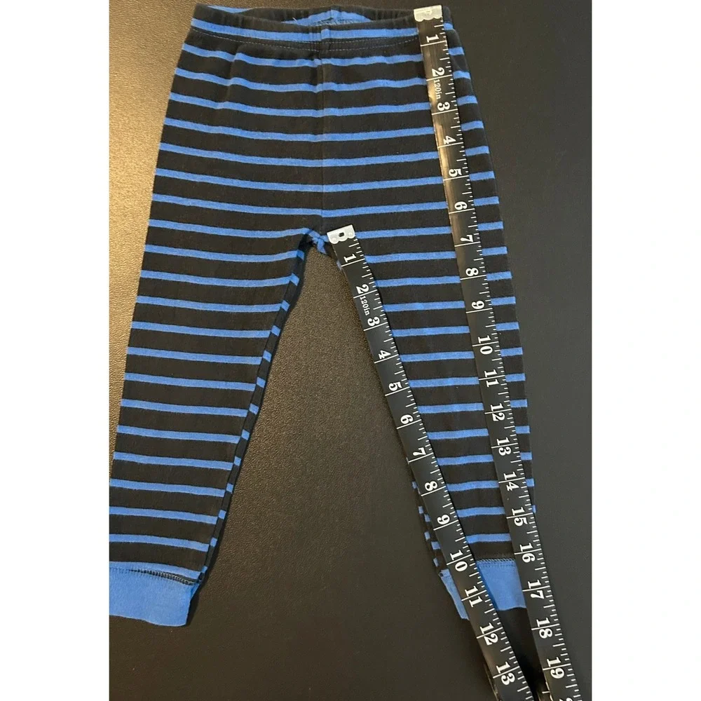 Blue and Black Striped Pajama Pants Ribbed Cuff Sleep Bottoms Kids Size 2T 1506